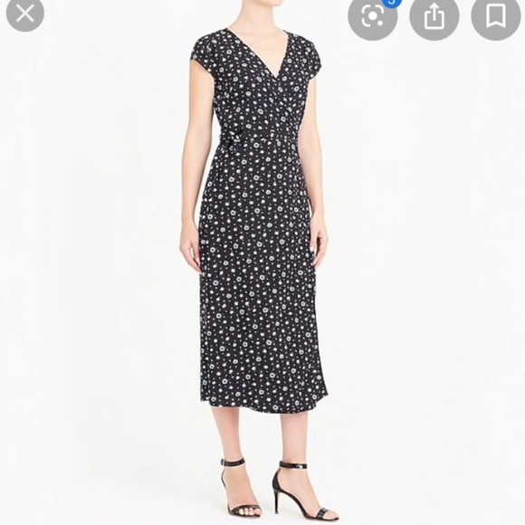 J. Crew Dresses Jcrew Floral Wrap Midi Dress Blue White Daisies